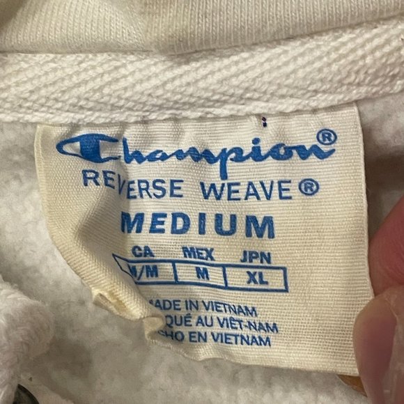White Champion Reserve Weave RARE* short sleeve hoodie! - Picture 4 of 4